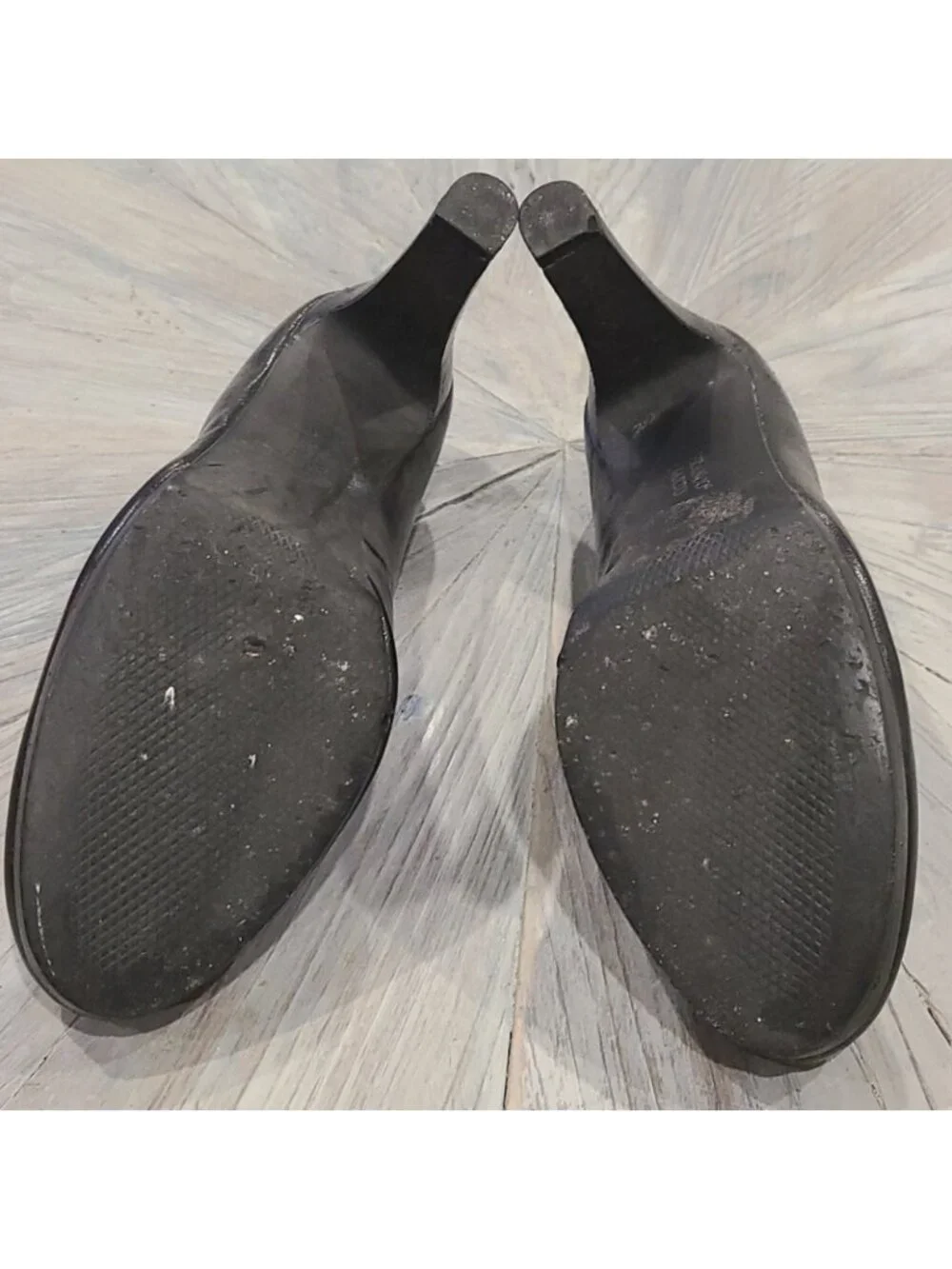 Franco Sarto blk leather platform heels